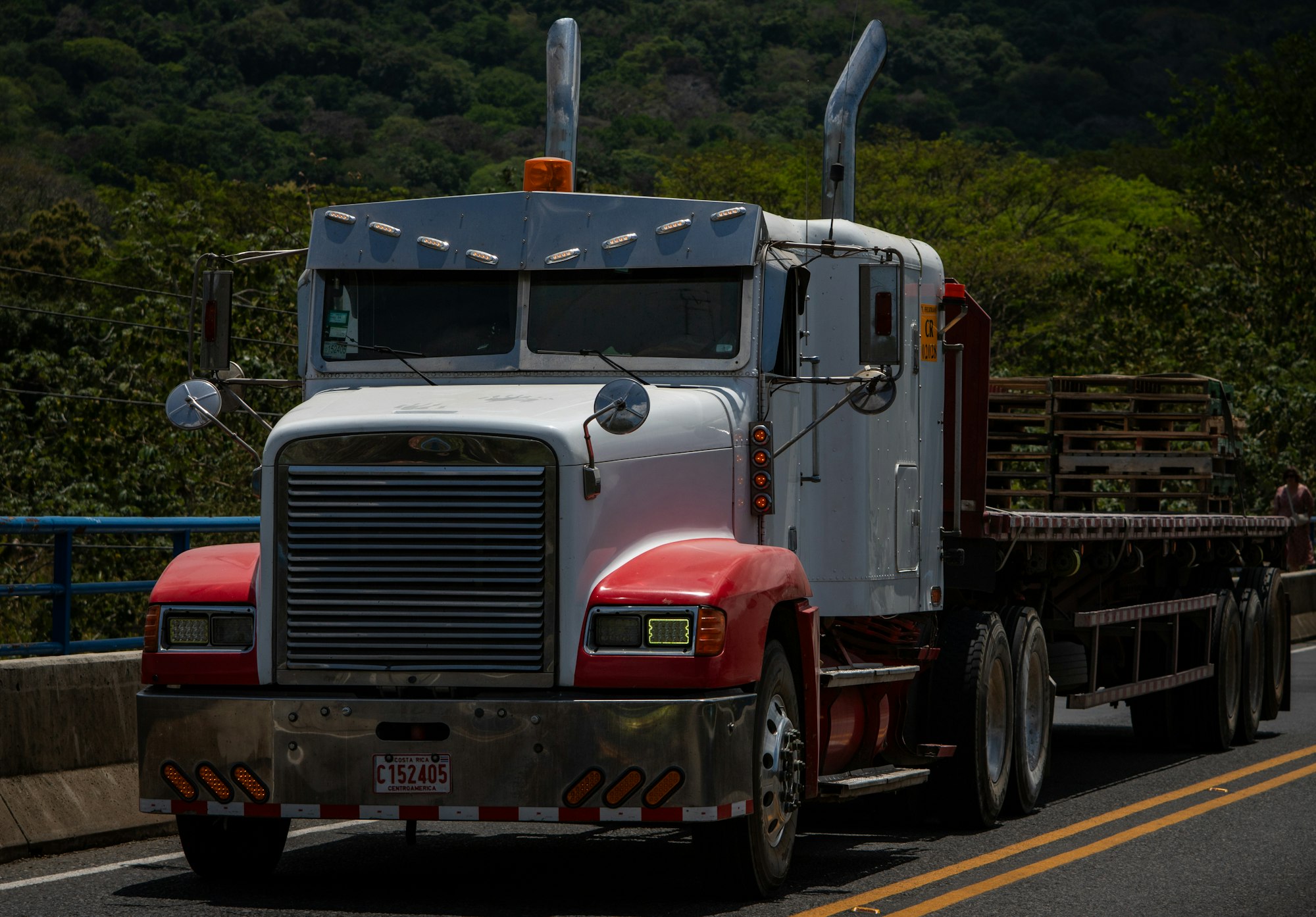 Freight truck on a night lane